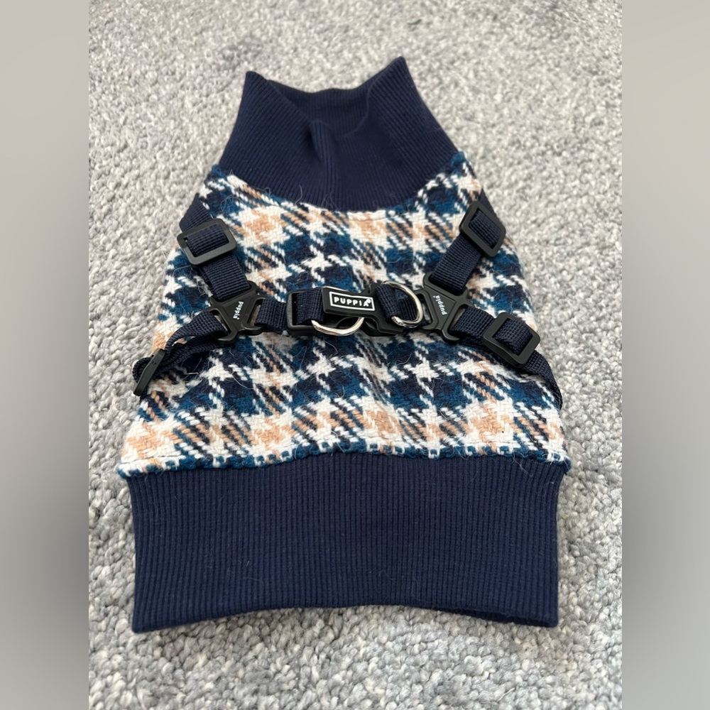 Puppia Kellen Navy Blue Harness sweater (Medium)